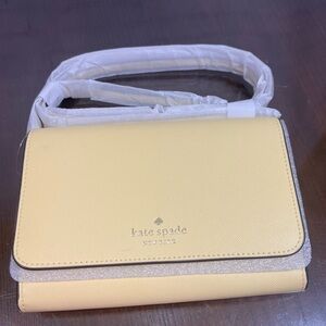 KATE SPADE NEW YORK DANA WALLET ON A STRING. BUTTER (yellow) NWT